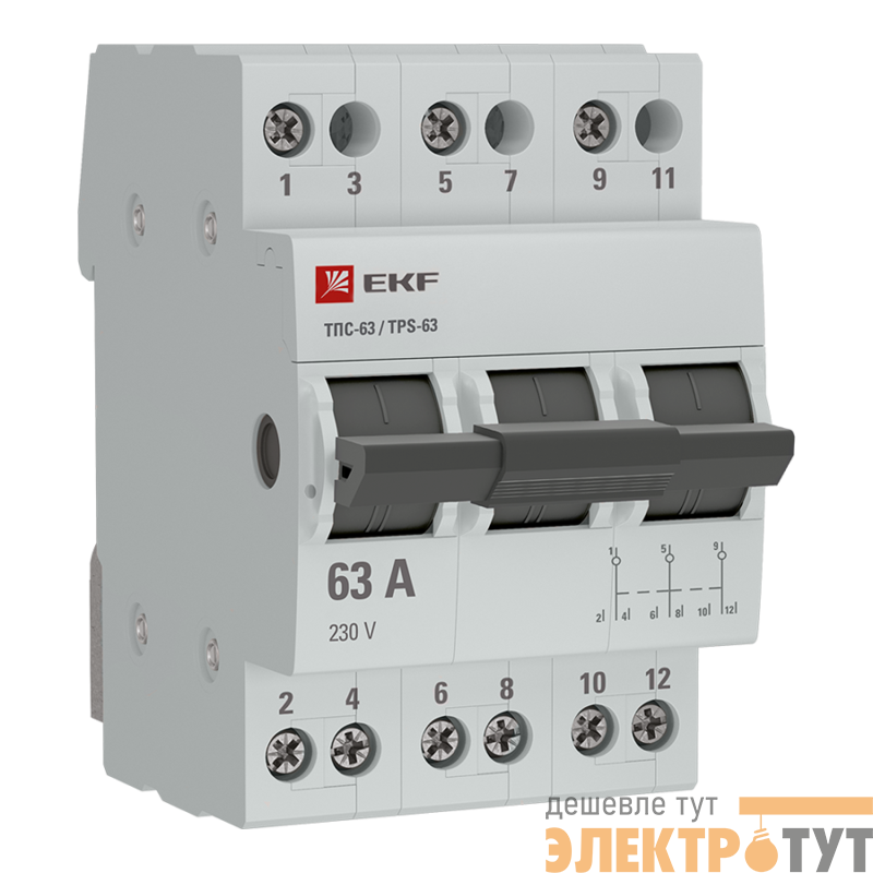 Переключатель трехпозиционный ТПС-63 3P 63А PROxima EKF TPS363