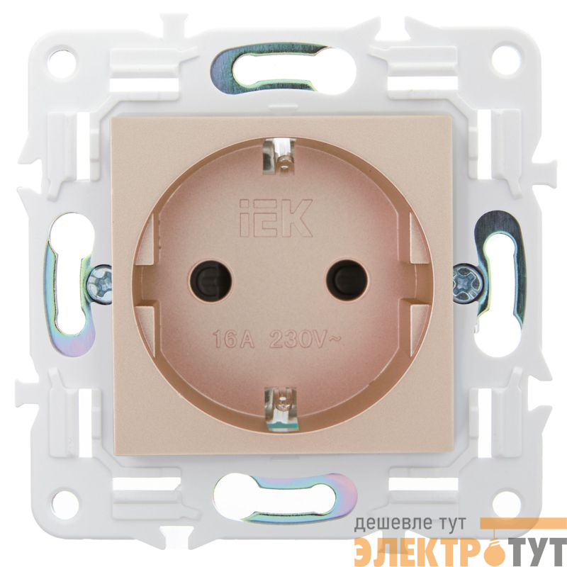 Розетка SKANDY 16А с заземл. защ. шторки безвинт. крепл. SK-R06Sa песочн. IEK SK-R14-16-1-K98