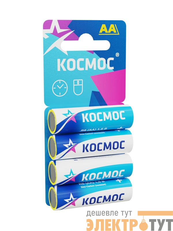 Элемент питания солевой AA/R6 4хBL (блист.4шт) КОСМОС KOCR64BL