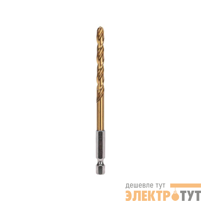 Сверло по металлу 6мм Р6М5 ТИТАН шестигранный хвостовик DIN 338 Kranz KR-91-5507