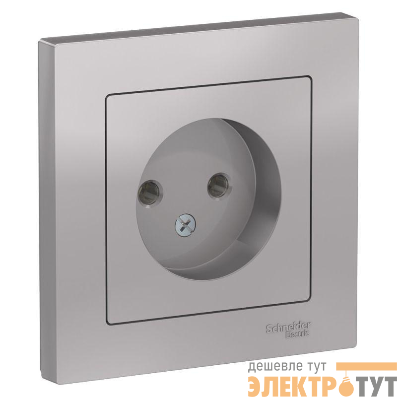 Розетка 1-м СП AtlasDesign 16А IP20 без заземл. в сборе алюм. SE ATN000340