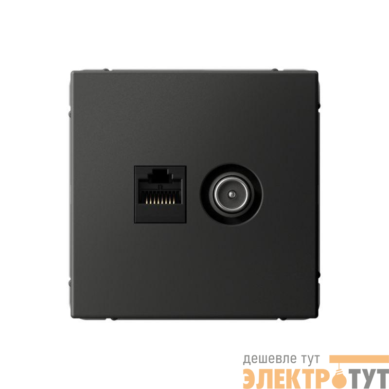 Розетка компьютерная + телевизионная 2-м ArtGallery RJ45 + TV кат.5E базальт SE GAL001489