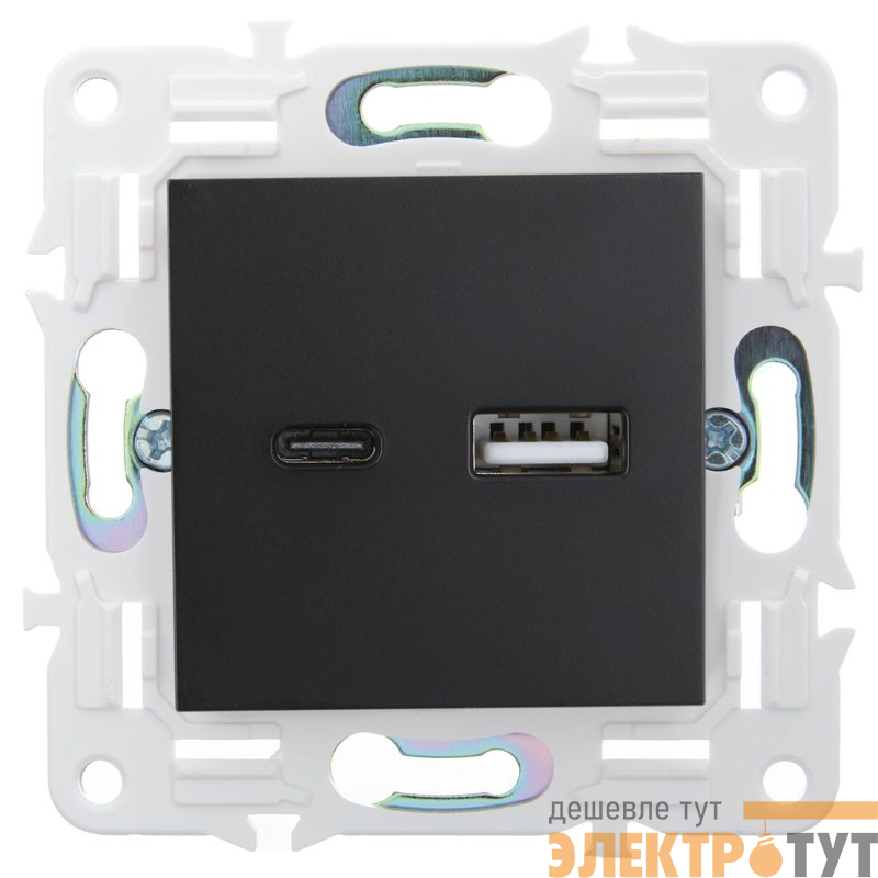 Розетка USB A+C 3.1А SKANDY SK-R14Bl черн. IEK SK-U22-D31-K02