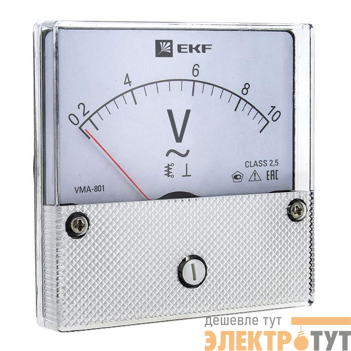 Вольтметр аналоговый VM-A801 на панель 80х80 (круглый вырез) 300В прямое подкл. EKF vma-801-300