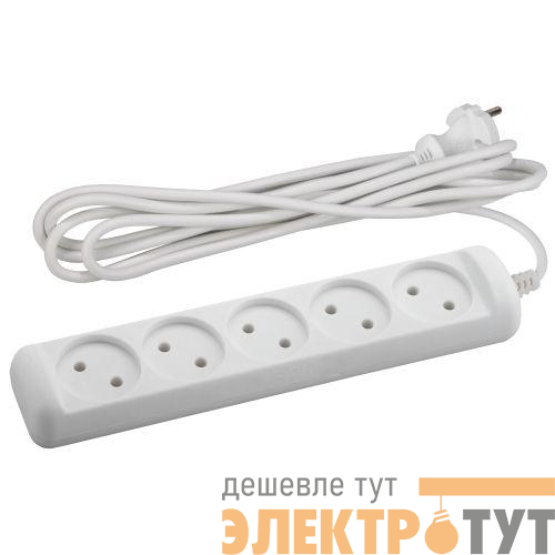 Удлинитель 5х3м без заземл. 10А IP20 U-5-3m-2х1 ПВС 2х1 Эра Б0028364