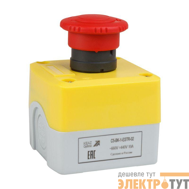 Пост кнопочный OptiSignal D22 C5-BK-1-ESTR-02 2НЗ авар. стоп. возврат поворотом XALK178F КЭАЗ 338523