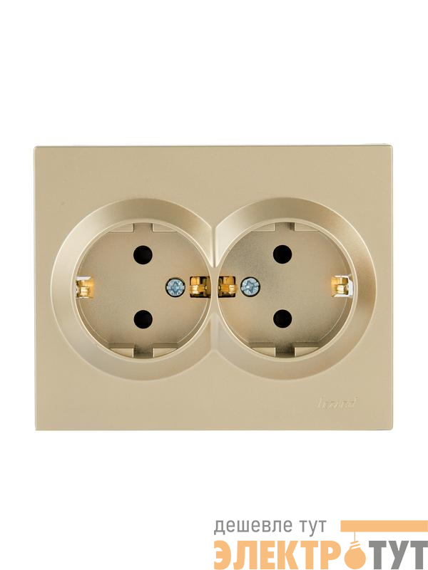 Розетка двойная VESNA с защитой от детей ПБТ зол. LEZARD 742-3600-178B