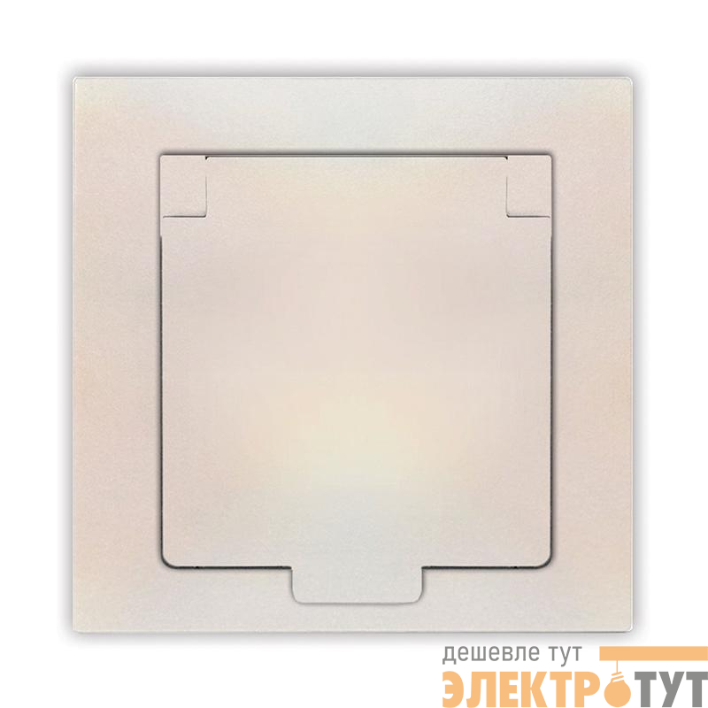 Розетка 1-м СП Афина 16А IP20 с заземл. с крышкой в сборе жемчуж. Universal A0029-OBr