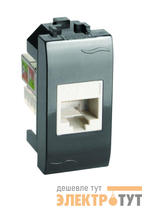 Розетка телефонная СП 1мод. Brava RJ12 черн. DKC 77120N