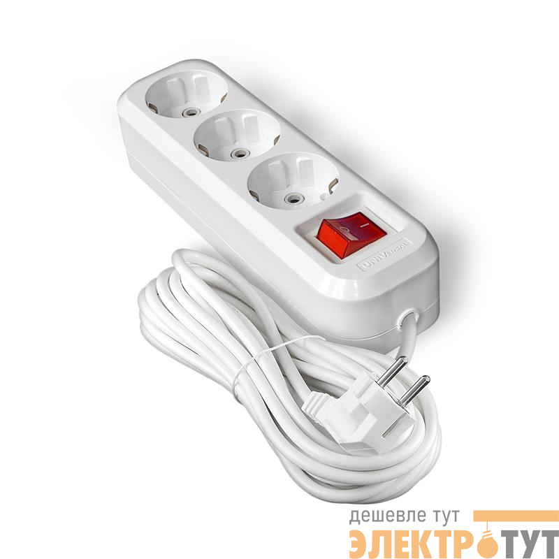 Удлинитель 3х10м с заземл. IP20 S-303А ПВС 3х1.5 с выкл. Universal 1729