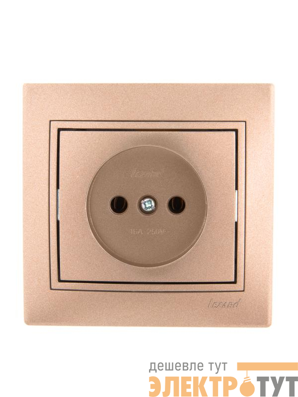 Розетка 1-м СП Mira 16А IP20 без заземл. со вставкой керамика свет. корич. перламутр. LEZARD 701-3131-121