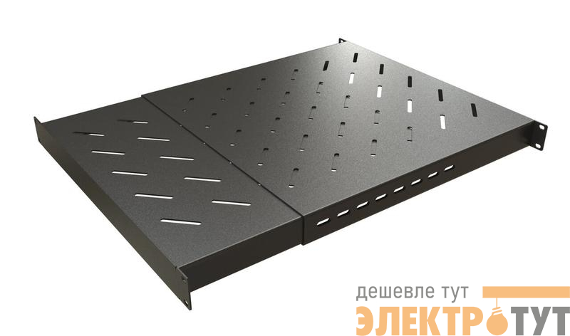 Полка 19дюйм перфорированная глубиной 600-1000мм для напольных шкафов и открытых стоек SH-J018-SS-600-100KG-BK усиленная до 100кг черн. (RAL 9004) Cabeus 11249c