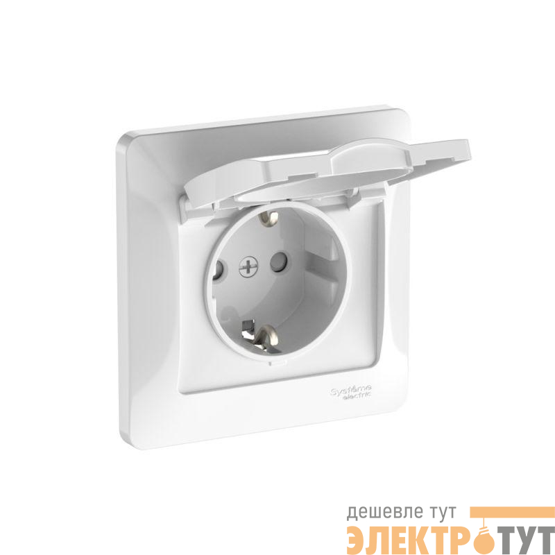 Розетка Glossa 16А IP20 с заземл. защ. шторки с крышкой быстрозажим. клем. в сборе бел. SE GSL000146S