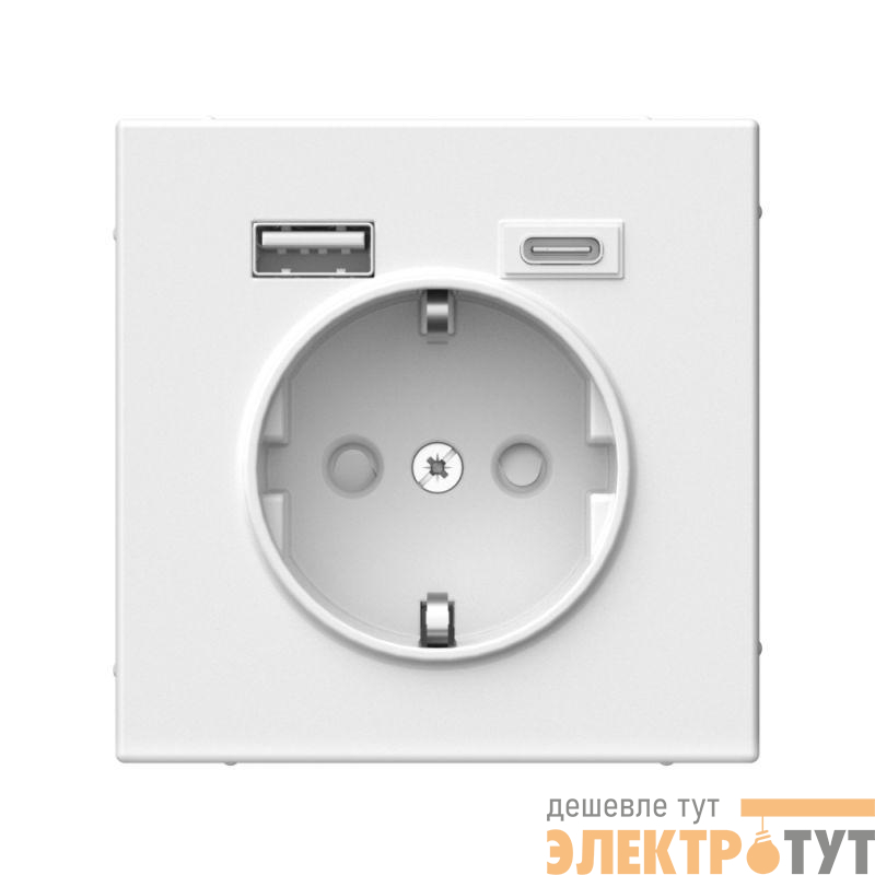 Розетка ArtGallery 16А с 2-мя заряд. устройствами USB A+C 5В/2.4А/3А 2х5В/1.5А механизм бел. SE GAL000132