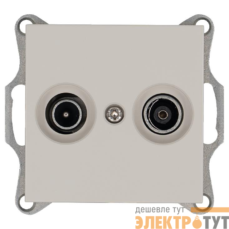 Розетка телевизионная проходная TV + FM 2-м Ф9.5мм механизм тауп Jasmart G6205T