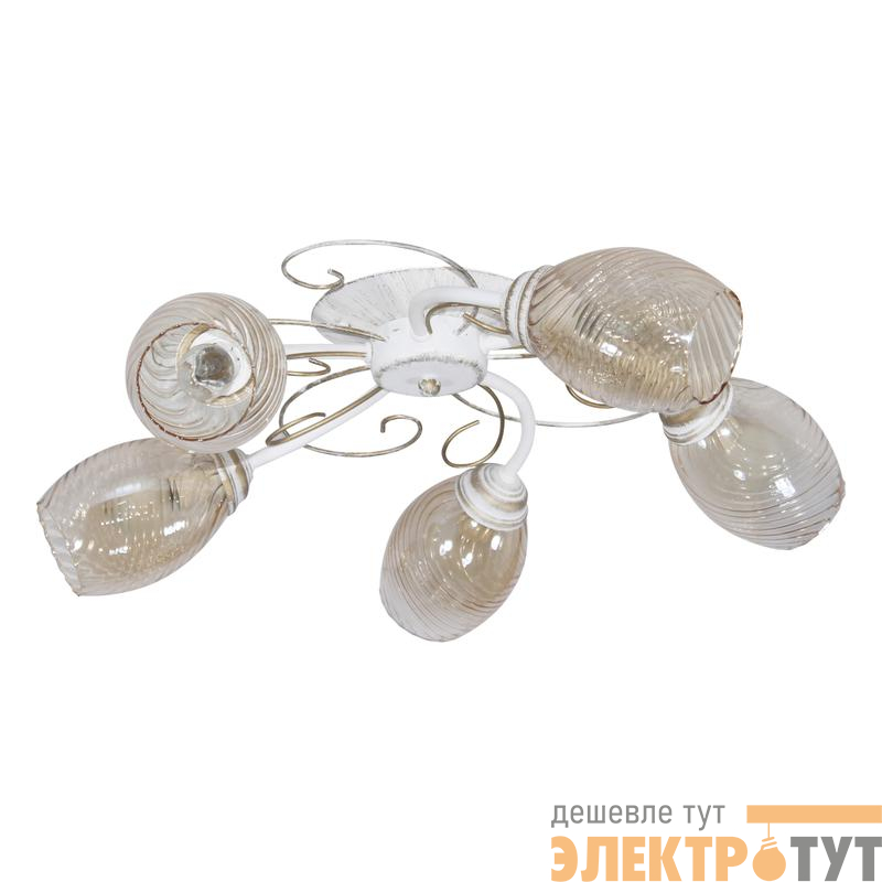 Светильник "Сюита" 151 (плафон 8264) НПБ 01-5х60-115 E14 (ИМ) потолочн. бел. муар./зол. Элетех 1005405442