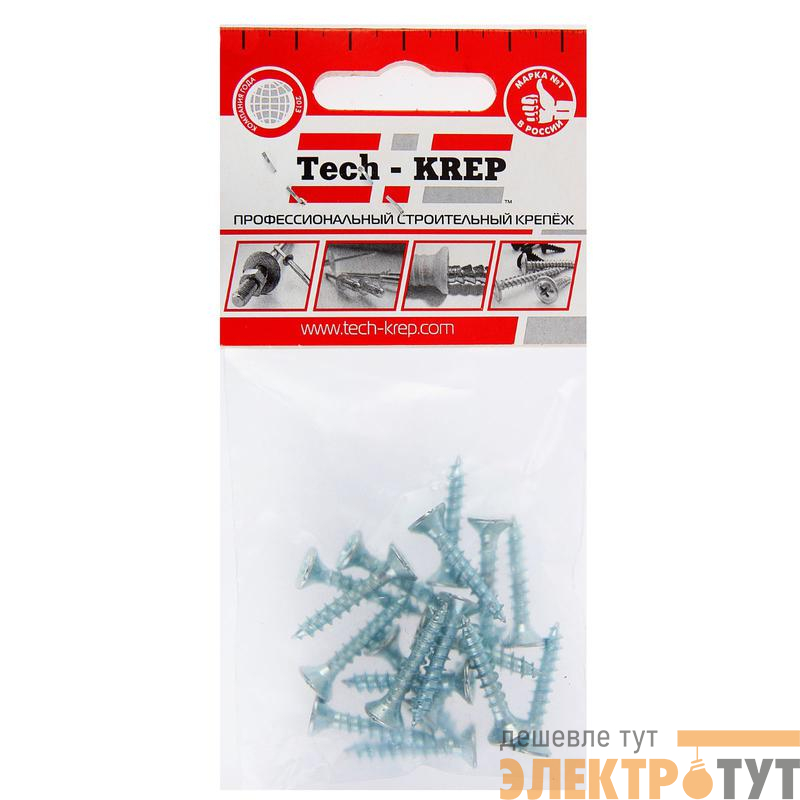 Шуруп универсальный 4.0х30 с потайной головкой цинк. (пакет) (уп.17шт) Tech-Krep/Zitar 102428