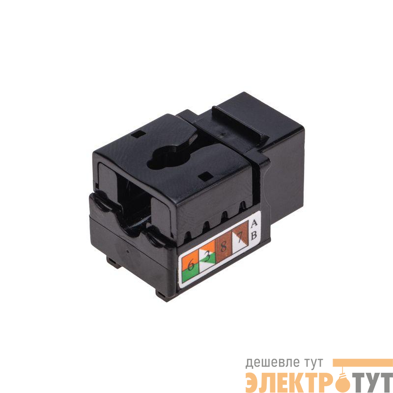 Модуль Keystone Jack RJ-45(8P8C) кат.6 UTP неэкранир. тип 90град. черн. PRO Rexant 02-0255