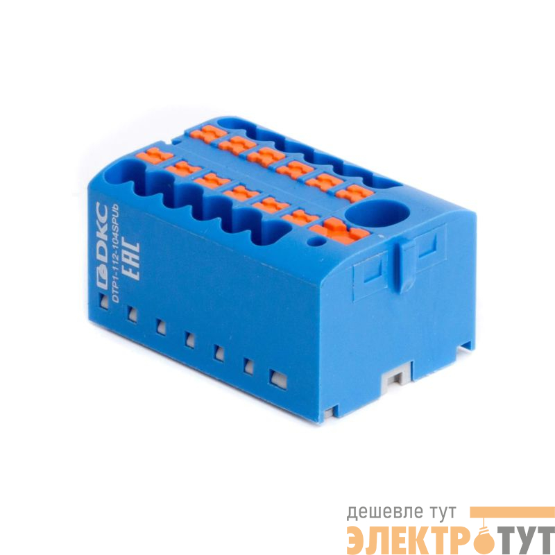 Блок распределительный зажим push-in 1 ввод 6кв.мм 12 точек подключения 2.5кв.мм син. DKC DTP1-112-104SPUB