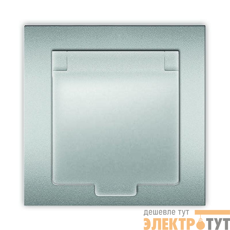 Розетка 1-м СП Афина 16А IP20 с заземл. с крышкой в сборе серебр. Universal A0029-S