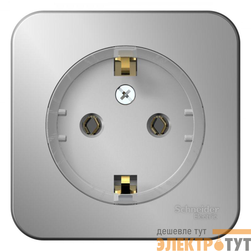 Розетка 1-м ОП Blanca 16А IP20 250В с заземл. без защ. шторок с изолир. пластиной (компакт) алюм. SE BLNRA110113