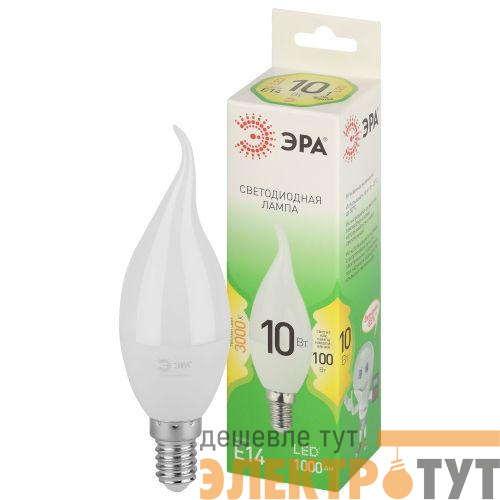 Лампа светодиодная GREEN LINE BXS-10W-830-E14 GL 10Вт свеча на ветру 3000К свет тепл. E14 Эра Б0067120