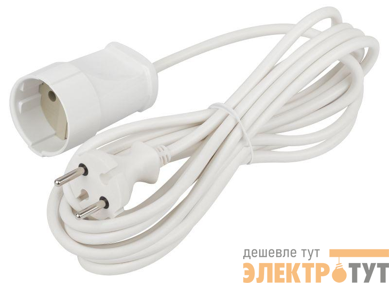 Удлинитель-шнур 1х5м без заземл. 6А IP20 UX(6)-1-5m ПВС 2х0.75 Эра Б0039820
