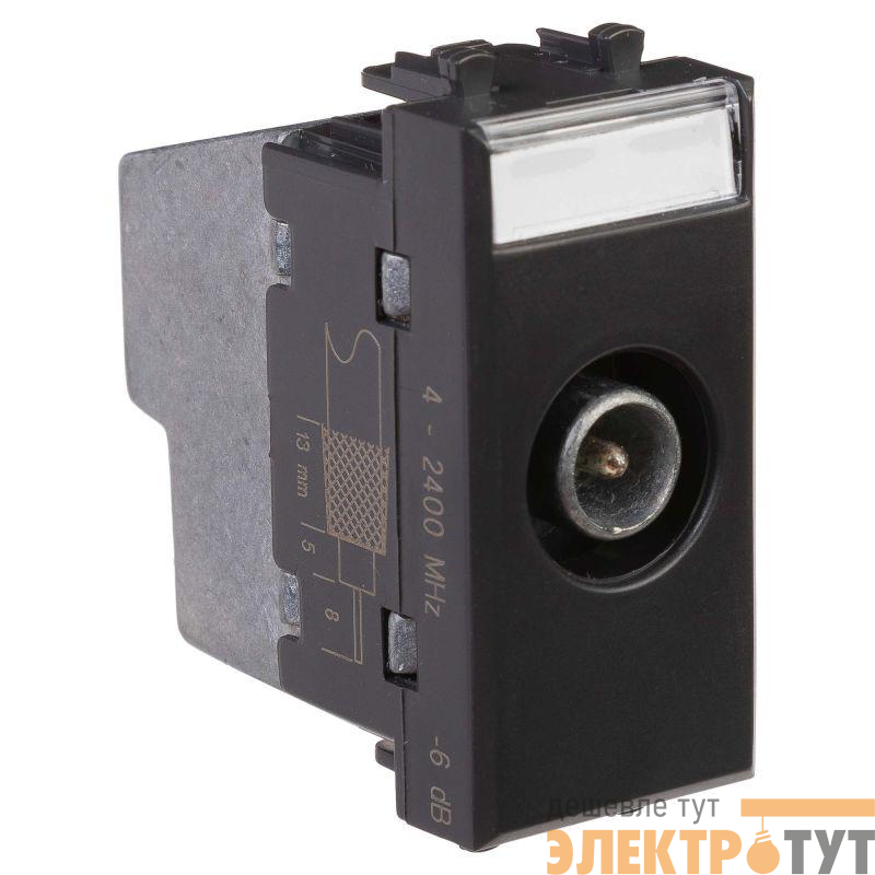 Розетка телевизионная проходная TV 1мод. Avanti "Черный матовый" модульная DKC 4412511