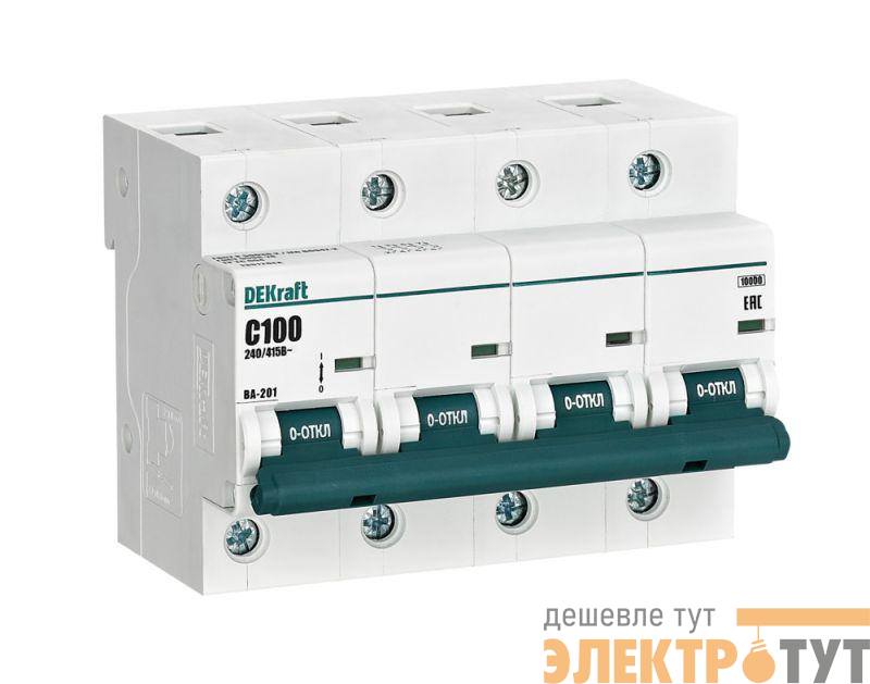 Выключатель автоматический модульный 4п C 100А 10кА ВА-201 DEKraft 13012DEK