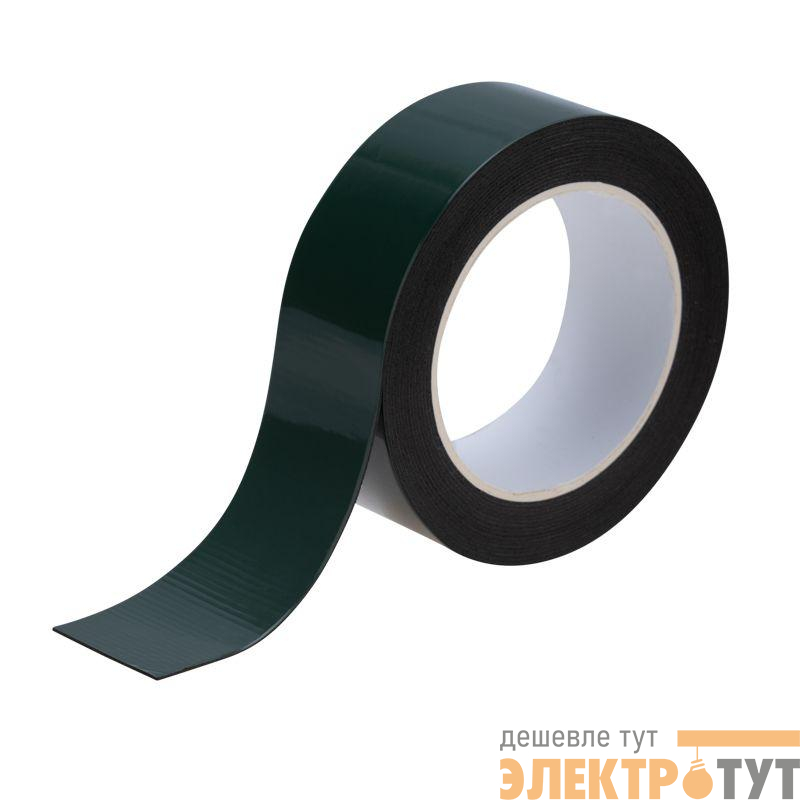 Скотч двухсторонний 40ммх5м зел. на черн. основе Rexant 09-6140