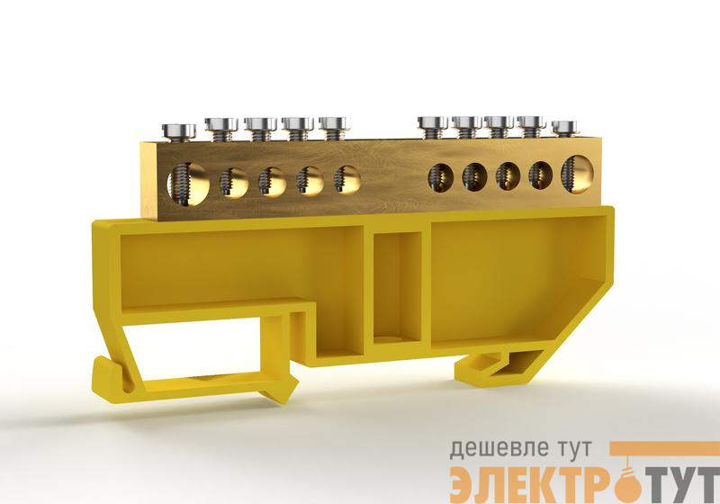 Шина PE "земля" на DIN-изоляторе 8х12мм 10 отвер. латунь TOKOV ELECTRIC TKE-BCB-812-10-DIN/PE