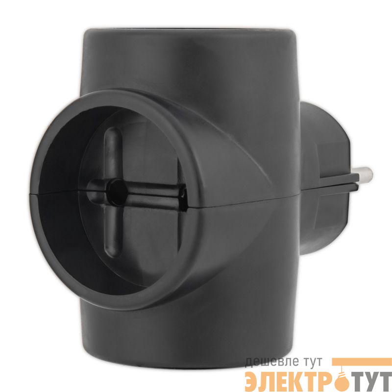 Разветвитель 3-м без заземл. 6-10А черн. Rexant 11-1076