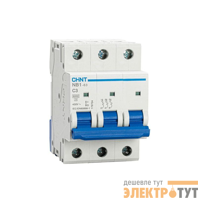 Выключатель автоматический модульный 3п C 3А 6кА NB1-63 (R) CHINT 179704