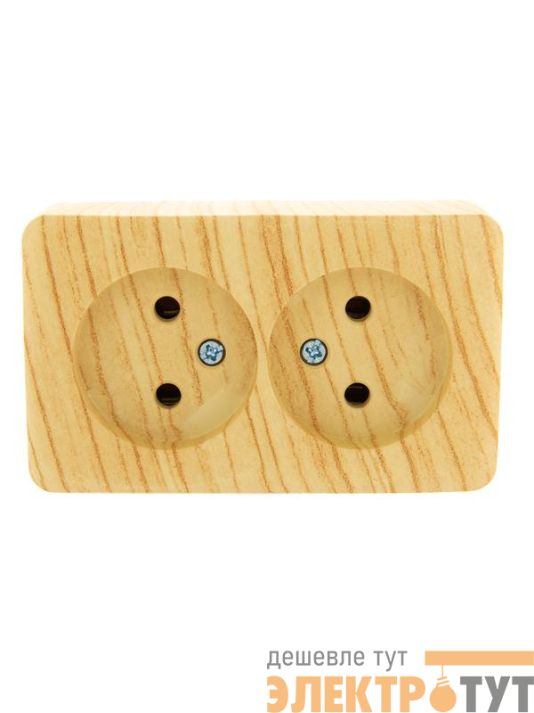 Розетка 2-м ОП Viola 16А IP20 без заземл. беленый дуб LEZARD 751-5200-128