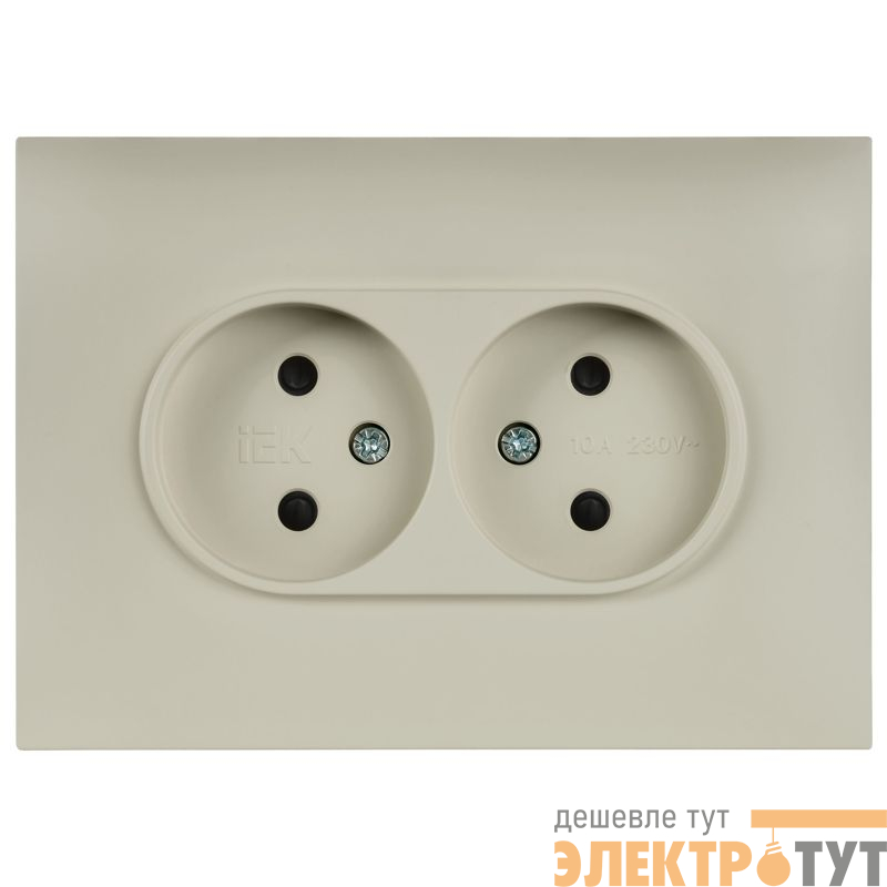 Розетка 2-м SKANDY 10А без заземл. защ. шторки в сборе SK-R09B беж. IEK SK-R23-10-K10-F
