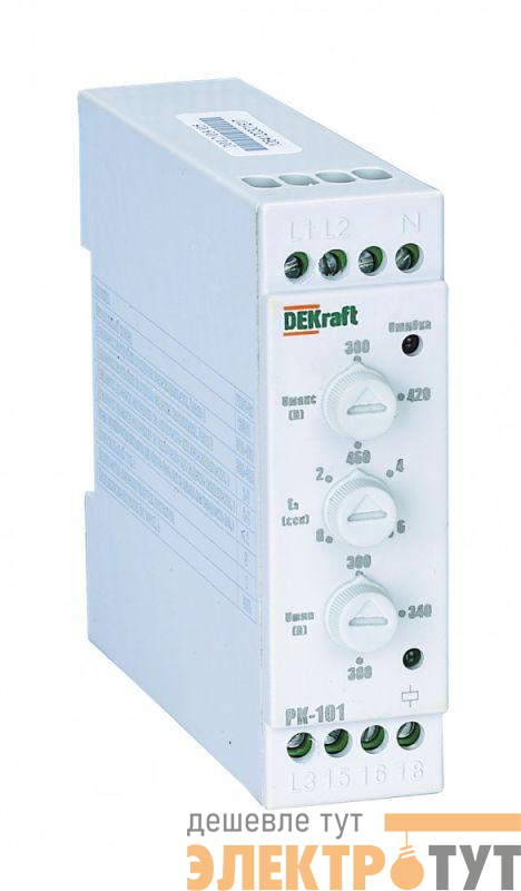 Реле контроля фаз РК-101 380В тип 02 DEKraft 23301DEK