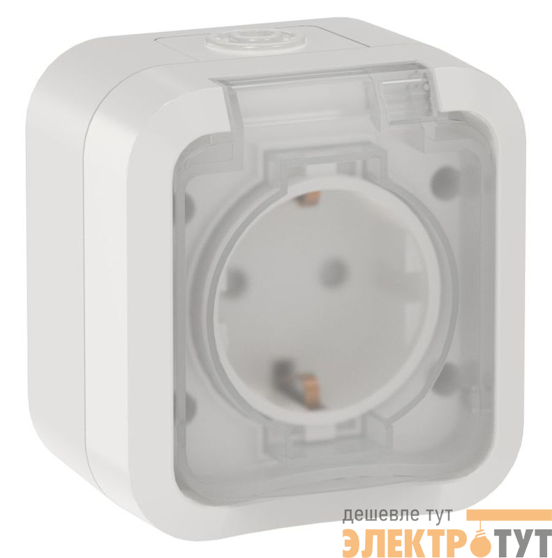 Розетка 1-м ОП TORS TS320 16А IP55 с заземл. с крышкой бел. IEK TS-R16-16-55-K01