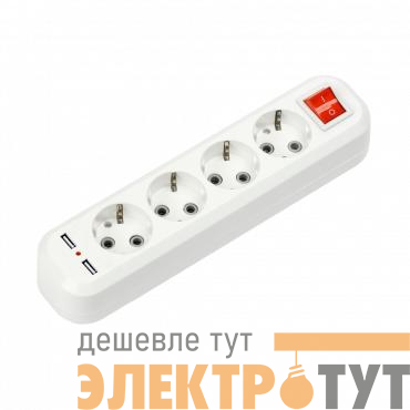 Колодка 4м УЗВ-4USB-GRAND с выключателем и заземлением 2хUSB 5340 IN HOME 4690612043081
