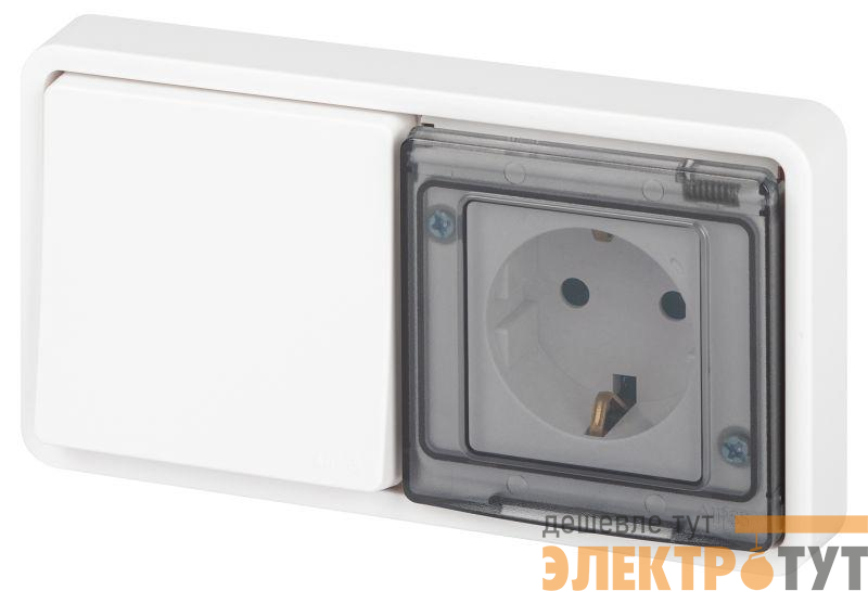 Блок розетка с выключателем Эксперт 11-7521-01 IP55 16А (10AX)-250В СУ бел. Эра Б0063261