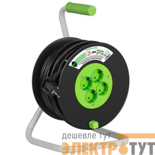 Удлинитель на пластик. катушке 4х40м с заземл. KAT-3x1.5-40m Greenline ПВС 3х1.5 Эра Б0065132