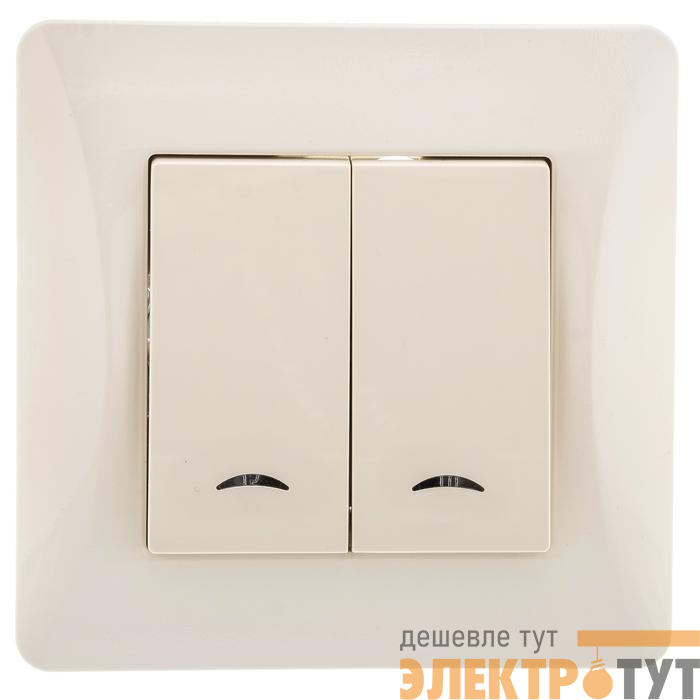 Выключатель 2-кл. СП Ugra 10А 250В с индикацией механизм беж. GUSI С11В28-003