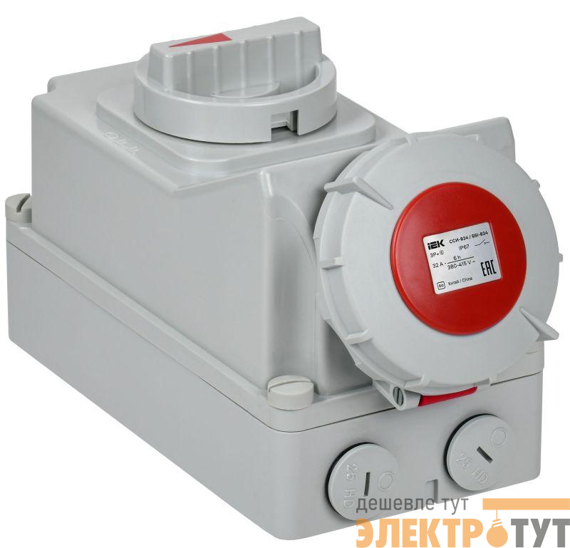 Розетка с мех. блокировкой 32А-6ч 380В 3P+PE ССИ-824 IP67 IEK PSR12-032-4-5-67