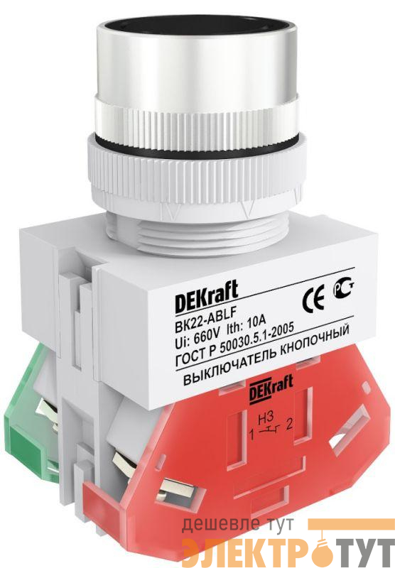 Выключатель кнопочный ABLF ВК-22 d22мм 220В черн. DEKraft 25012DEK