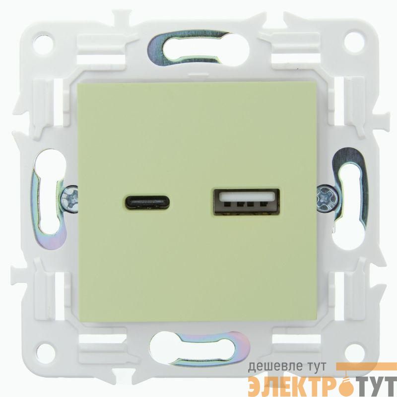 Розетка USB A+C 18Вт SKANDY SK-R13G мятный IEK SK-U22-018-K06