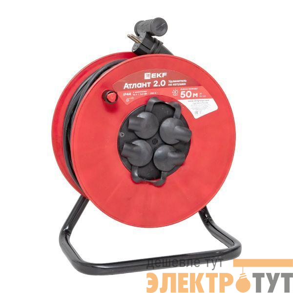 Удлинитель на катушке 4х50м с заземл. 16А IP44 Атлант 2.0 3.5кВт КГ 3х1.5 PROxima EKF UKA02-16-315R-4-50-IP44