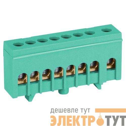 Шина PE земля в изолированном корпусе на DIN-рейку ШНИ-6х9-8-Д зел. NO-224-102 Эра Б0062877