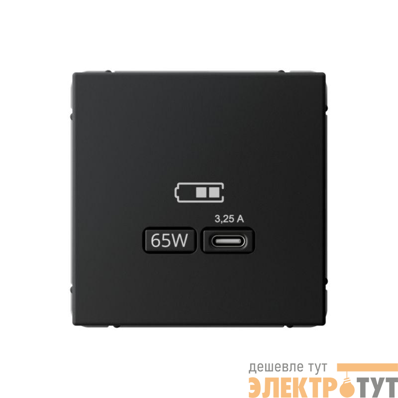 Розетка USB ArtGallery тип C 65Вт QC PD высокоскор. ЗУ механизм карбон SE GAL001027