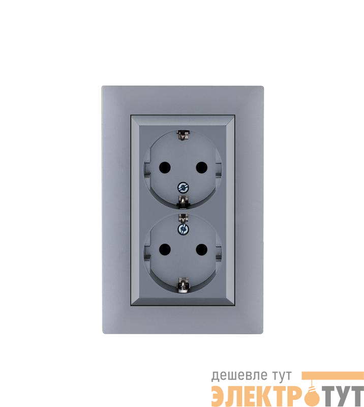 Розетка 2-я Karea RIZZ STAR с заземл. сер. Makel 88065082