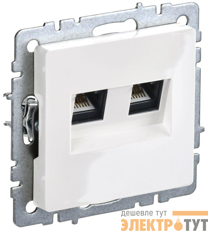Розетка двойная СП RJ11+RJ45 кат.5E BRITE РК/Т12-БрБ механизм бел. IEK BR-KT20-O-1-K01