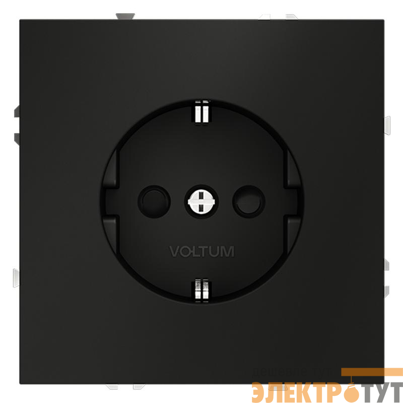 Розетка 1-м СП S70 16А с заземл. защ. шторки механизм черн. матов. Voltum VLS040208